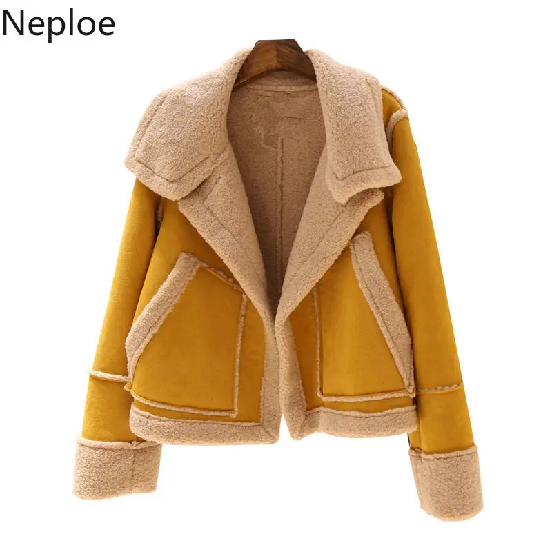 Женская короткая Лоскутная куртка Neploe модная Свободная из искусственной замши