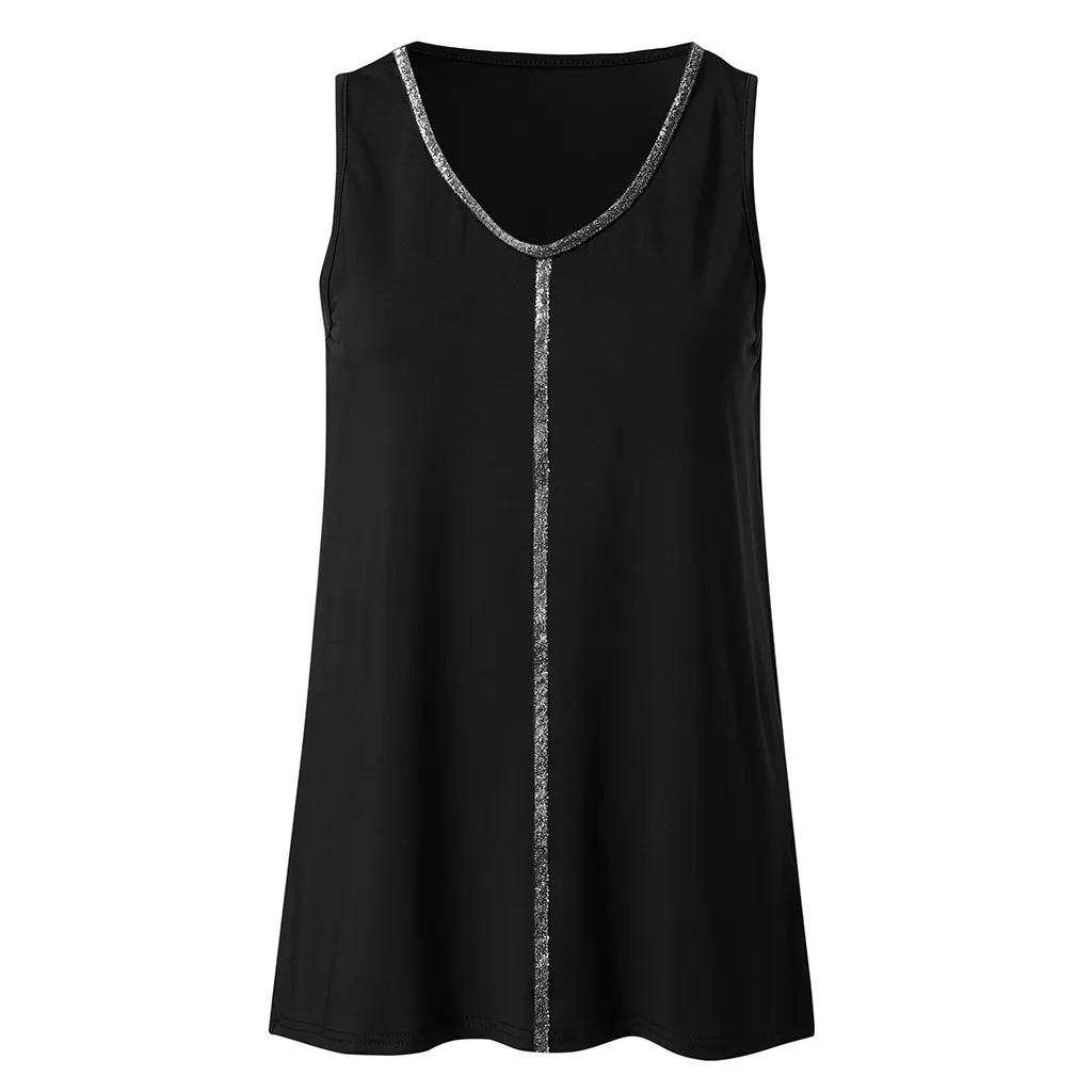 Женская летняя однотонная майка Повседневная Свободная без рукавов с v-образным