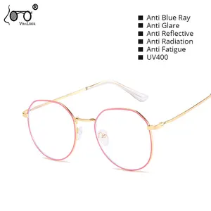 Женский синий светильник, блокирующий компьютерные очки, защита экрана, круглые оправы для очков для мужчин, стильные очки UV VANLOOK 2020
