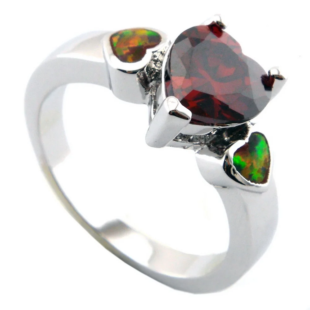 Модные украшения с опалами кольца c огненным опалом кольцо в форме сердца красный