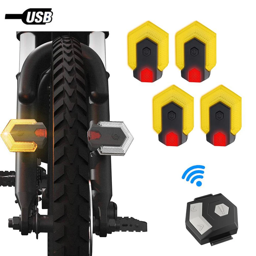 Wireless Bicycle Turn Signal Lights USB Rechargeable Battery Water Proof Arrows Scooter Cycling Signal Taillight Accessories