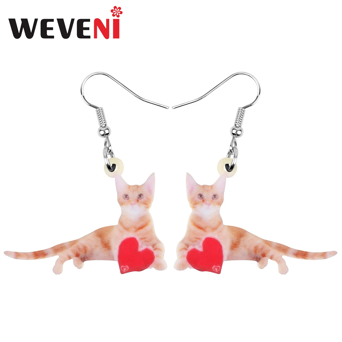 Акриловые серьги WEVENI в виде кота с надписью Love на день святого валентина