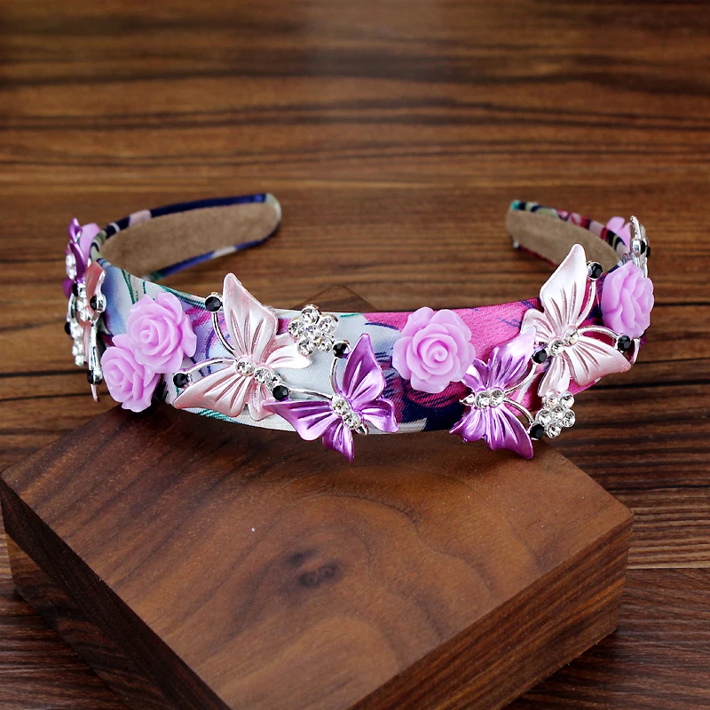 Синий и фиолетовый бабочка с украшением в виде кристаллов головной убор повязка