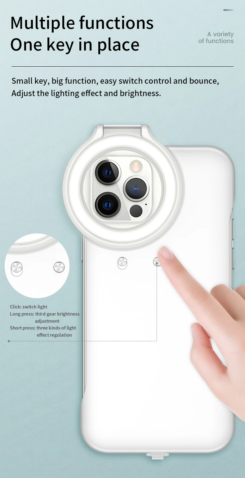 

2021 Mobile Flashes Lights Ring Flash Phone Case For iPhone 12 Pro Selfie Lights Back Cover Live Broadcast Pictures Fashion Case