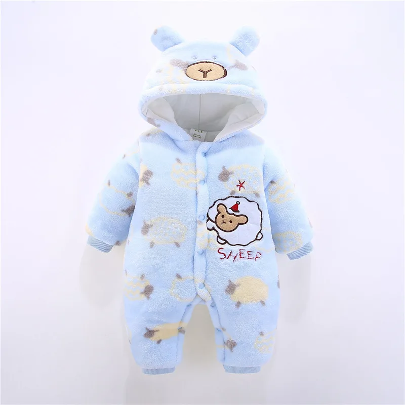Baby Rompers Winter Warm Longsleeve Coral Fleece Newborn Boy Girl Clothes Infant Jumpsuit Animal Overall Pajamas | Детская одежда и