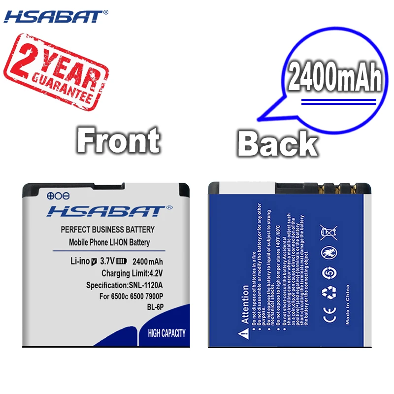 Новое поступление [HSABAT] 2400 мА/ч BL-6P Замена Батарея для Nokia 6500C 6500 классический 7900