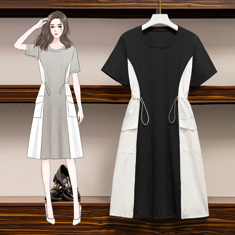 

С затягивающими шнурками с коротким рукавом размера плюс 5Xl большие в винтажном стиле; Повседневная одежда; Сезон весна-лето; Одежда платье ...