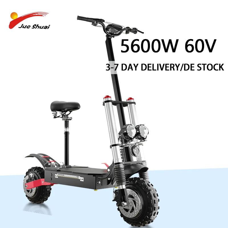 

NO VAT Electric Scooter Adults 60V 5600W Dual Motor patinete electrico with seat Max Speed 80 km/h 11inch Off Road E Scooter