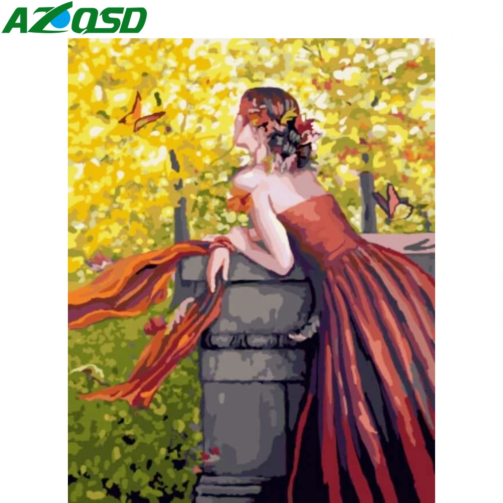 

AZQSD Paint By Number Woman Canvas Painting Kits Home Decor Coloring By Numbers Figure DIY Canvas Painting Kits Handpainted Gift