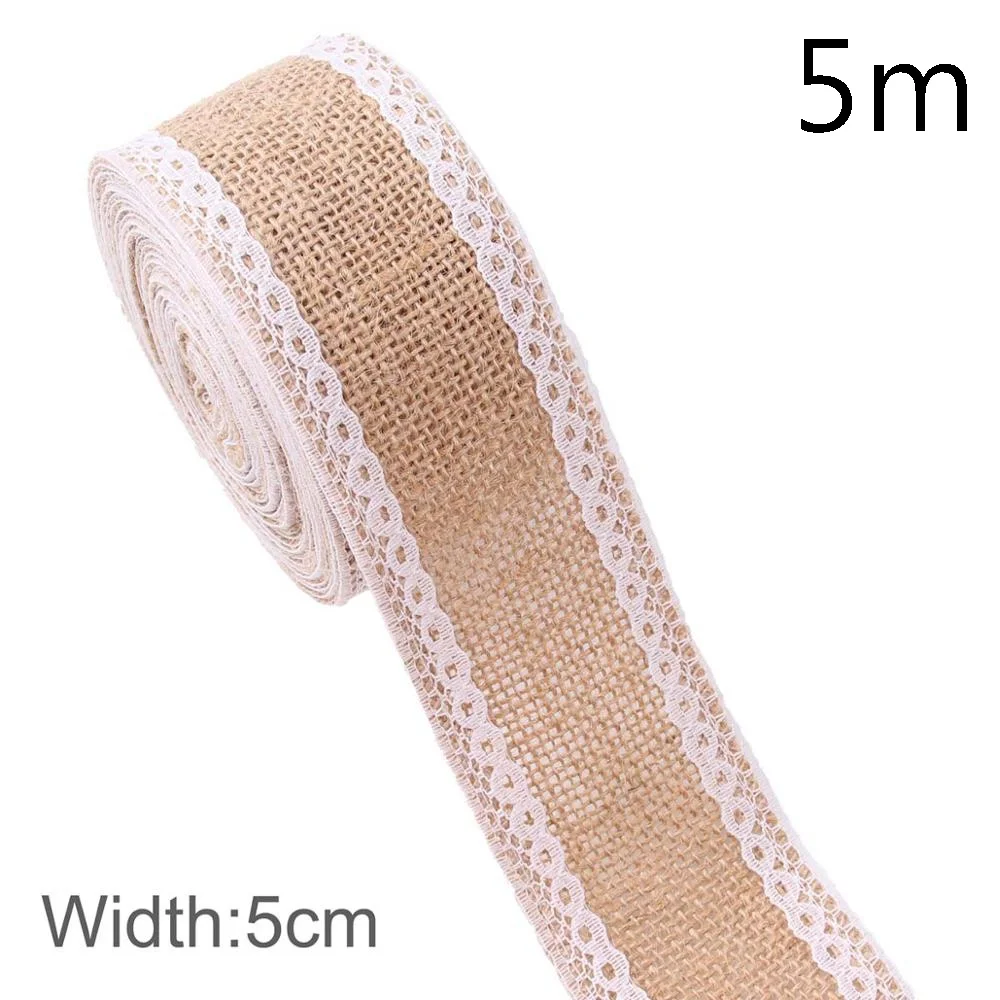 5m Style 4 QIFU 2/5M из натурального джута ленты в декорированном мешковиной горшке джутовое кружево декорированном мешковиной горшке ленты из натурального джута Свадебные украшения рустикальная Свадьба Центральные рустикальная свадьба - Цвет: 5m Style 4