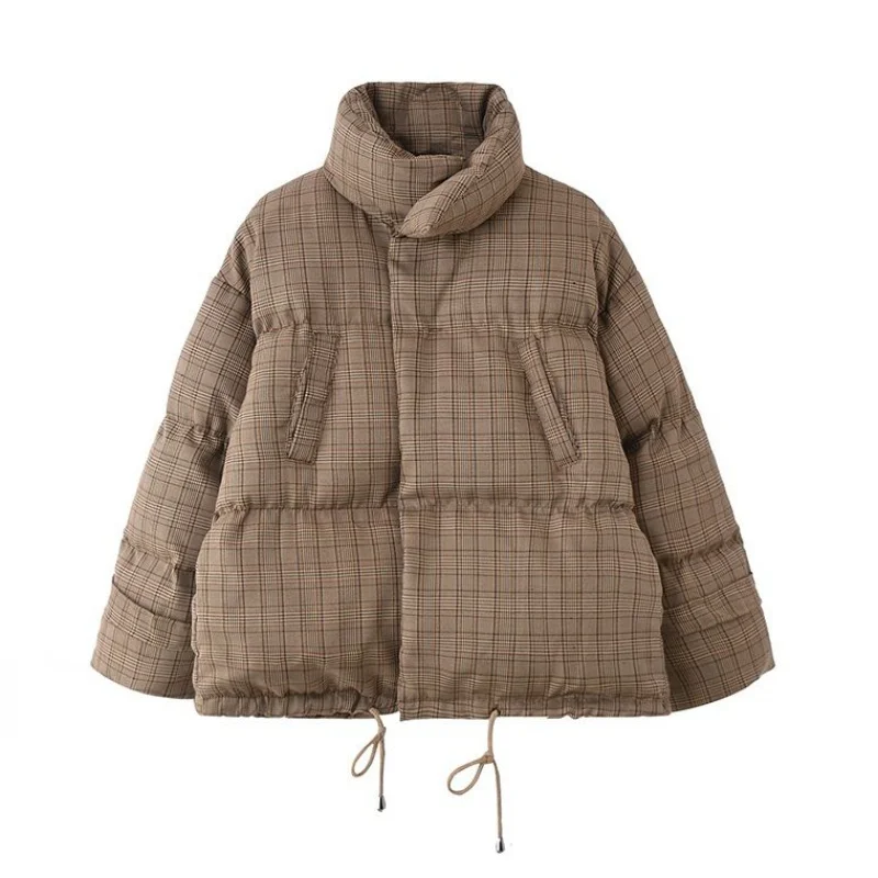 khaki Neploe клетчатое хлопковое пальто для женщин, зимнее корейское свободное мягкое короткое пальто, простая повседневная куртка, толстые парки, новинка, Casaco 46690 - Цвет: khaki