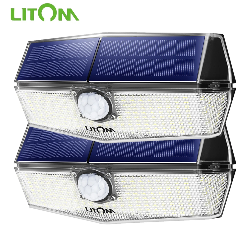 

Светодиодный светильник LITOM на солнечной батарее, водонепроницаемая IPX7 лампа с пассивным ИК датчиком движения, настенный светильник s для у...