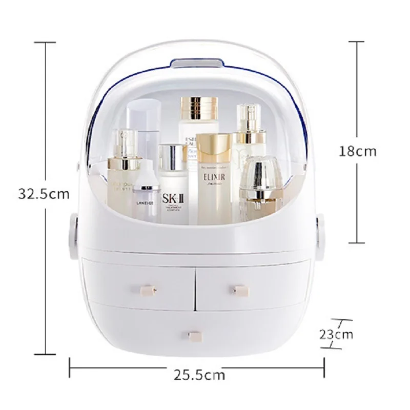 

Portable Cosmetic Case Organizer Plastic Waterproof Cosmetic Storage Box Transparent Storage Rack Large Capacity Box