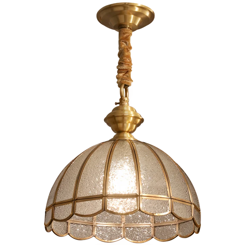 

Epinl New type household dining room lamp, living room, copper disc, dust-proof glass lamp shade, American modern Chandelier