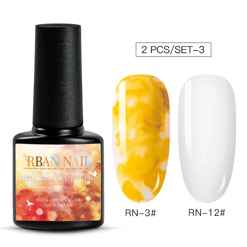 ZH04526 RBAN NAIL 8 мл Цветущий Гель-лак для ногтей акварельные чернила эффект дыма мрамор смазывание Lquid градиентный лак Гель-лак для творчества маникюр - Цвет: ZH04526