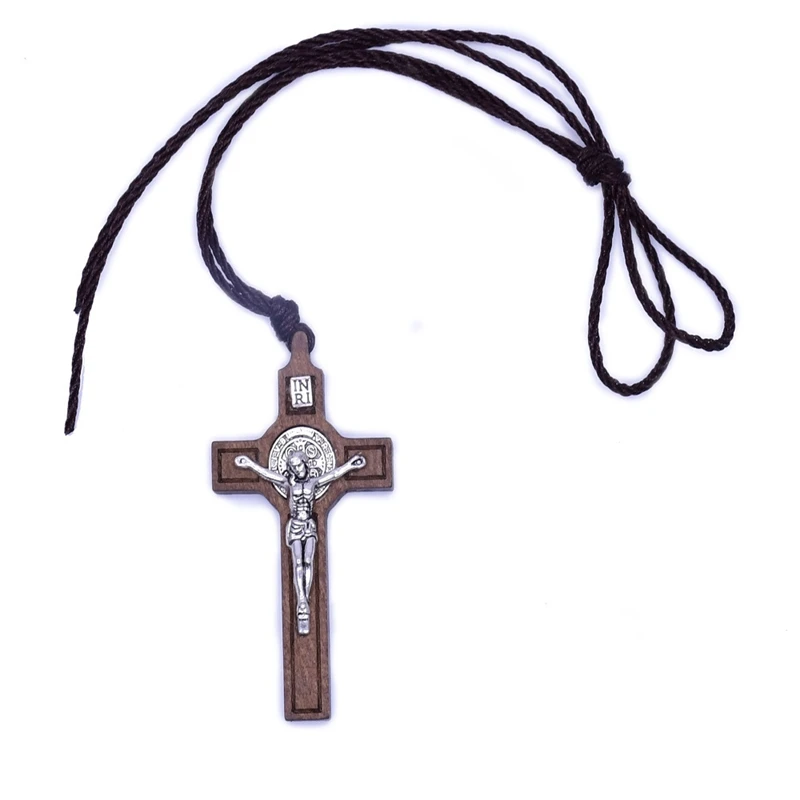 

Retro Wooden Holy Jesus Cross Necklaces Pendant Christianity Catholicism Religion Prayer Jewelry Exorcism Amulet