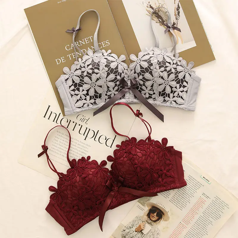 Женский кружевной бюстгальтер с чашками пуш ап без косточек|Бюстгальтеры| |
