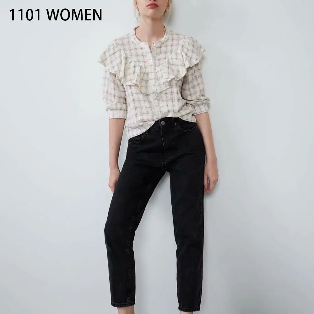 Женская рубашка ZA весенняя с коротким рукавом и о вырезом| |