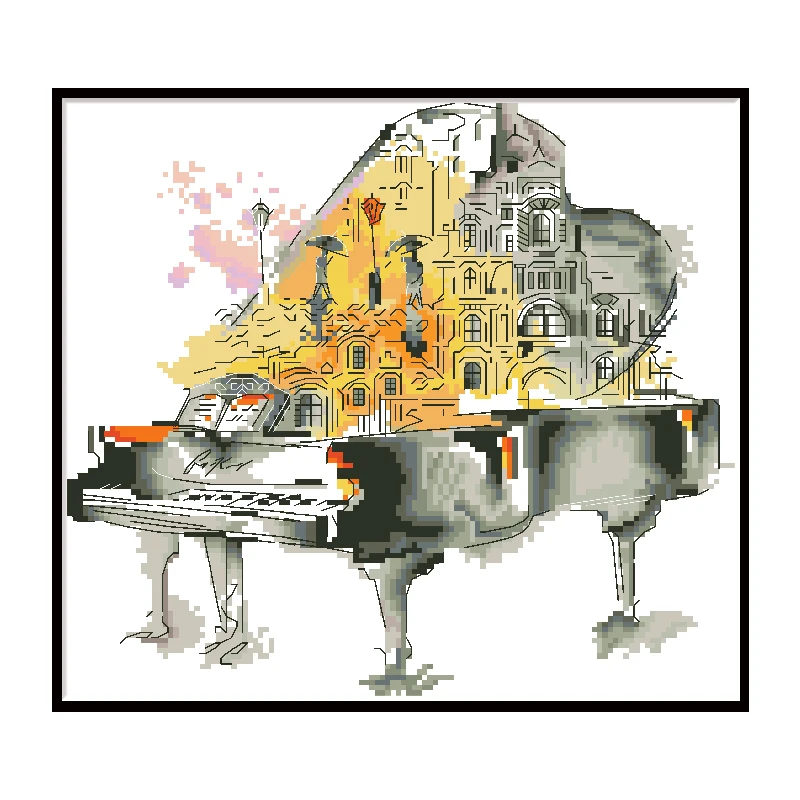 

Креативные наборы узоров с крестиком для фортепиано 14CT 11CT напечатанные наборы для вышивки для рукоделия DIY картина для дома