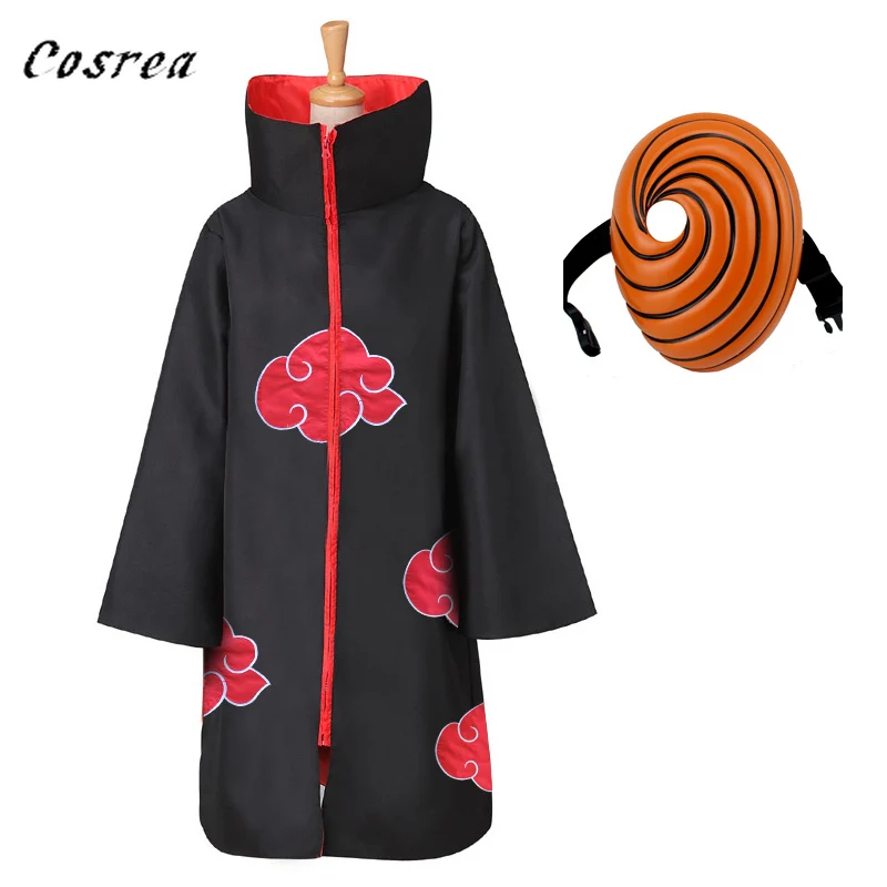 Японские Плащ Аниме костюмы для косплея Obito Uchiha халат одежда маска мужчин