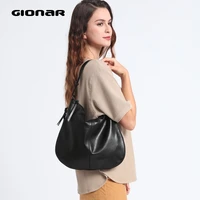 gionar genuine handcrafted soft leather hobo bag for women luxury first layer cow skin handbags designer large black toe bag