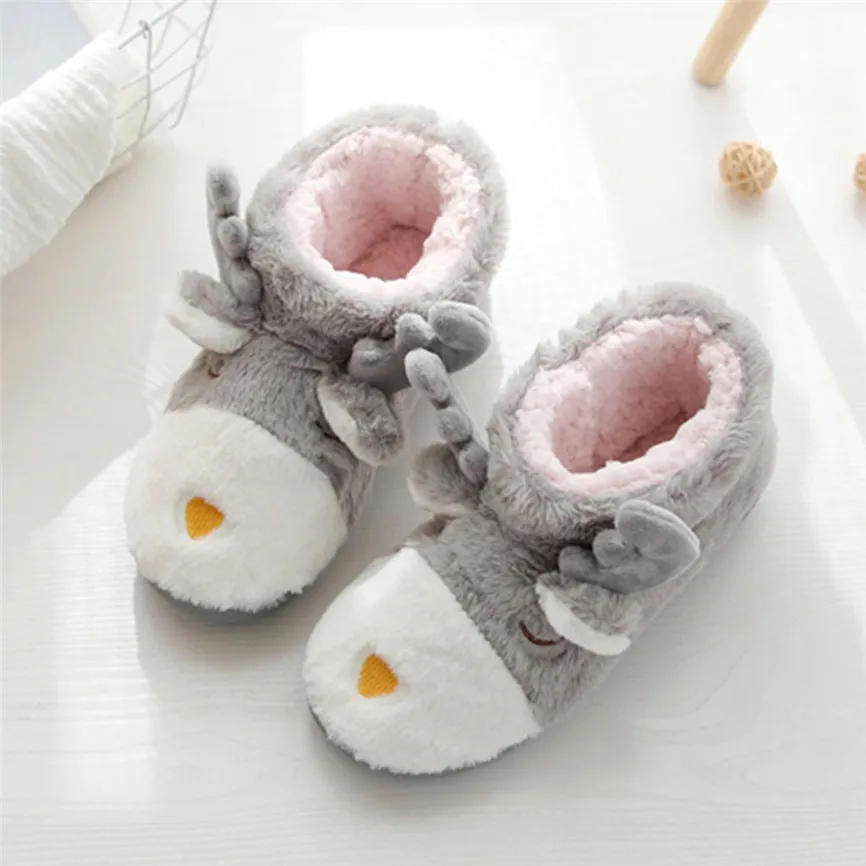Женская хлопковая обувь с рождественским оленем милая Нескользящая зимняя