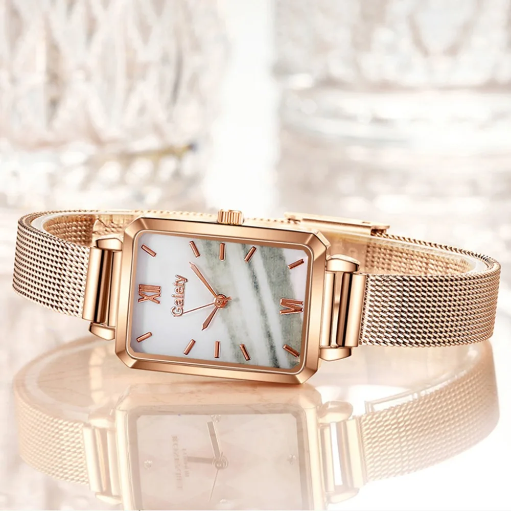 

Gaiety Brand Women Watches Fashion Square Ladies Quartz Watch Bracelet Set