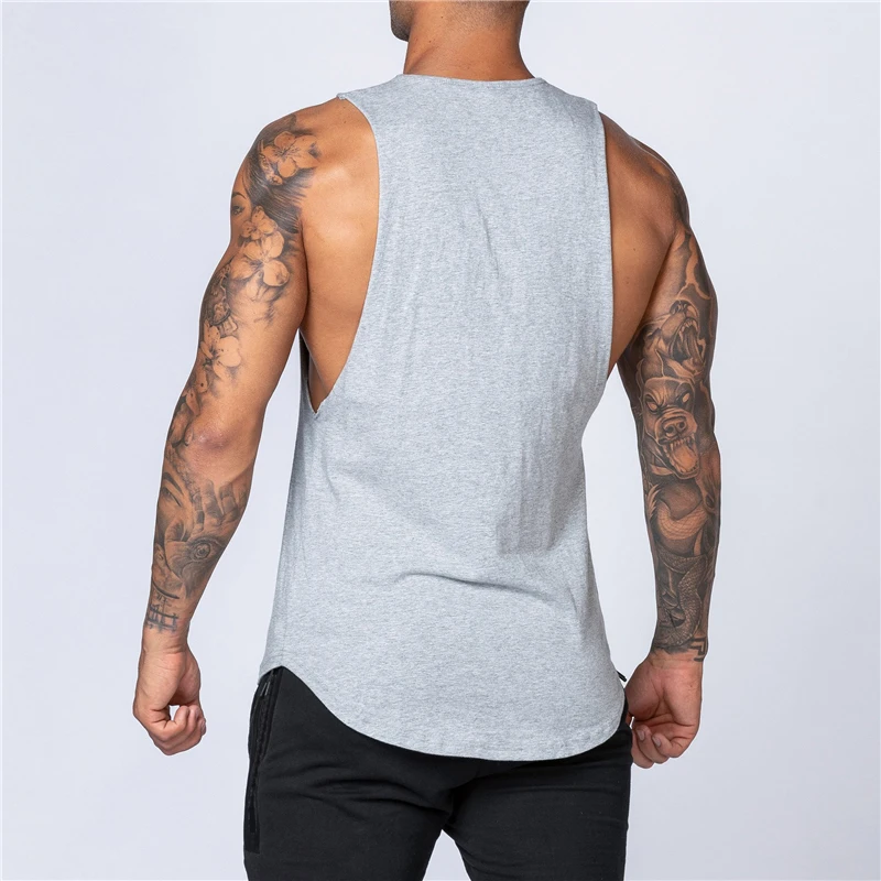 Mens Tank Tops Shirt Gym Stringer Top Fitness Clothing Cotton Sleeveless Vest Man Plain Canotte Bodybuilding Tanktop | Мужская одежда