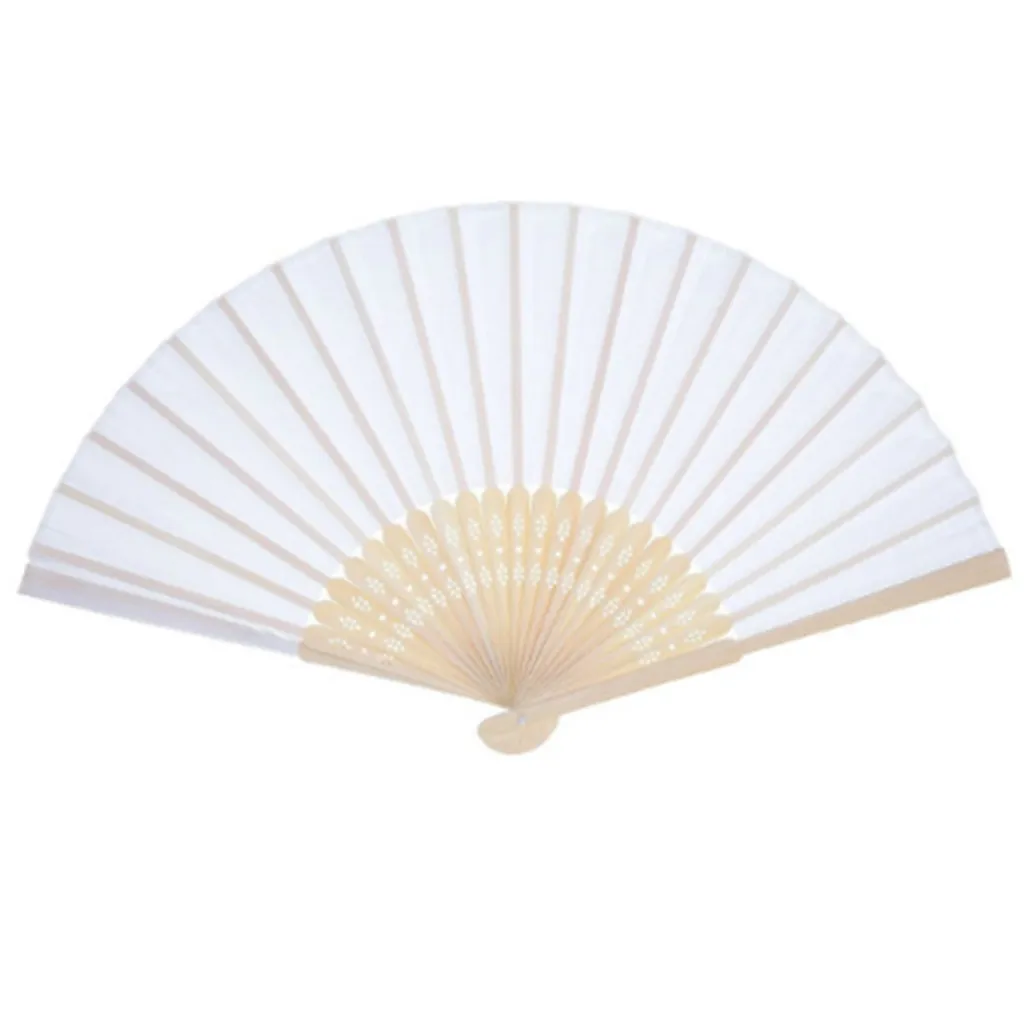 

Hot Sale Pattern Folding Dance Wedding Party Elegant Paper Hand Fan Favors Lace Silk Hand Held Solid Color Fan Plastic rib 21cm