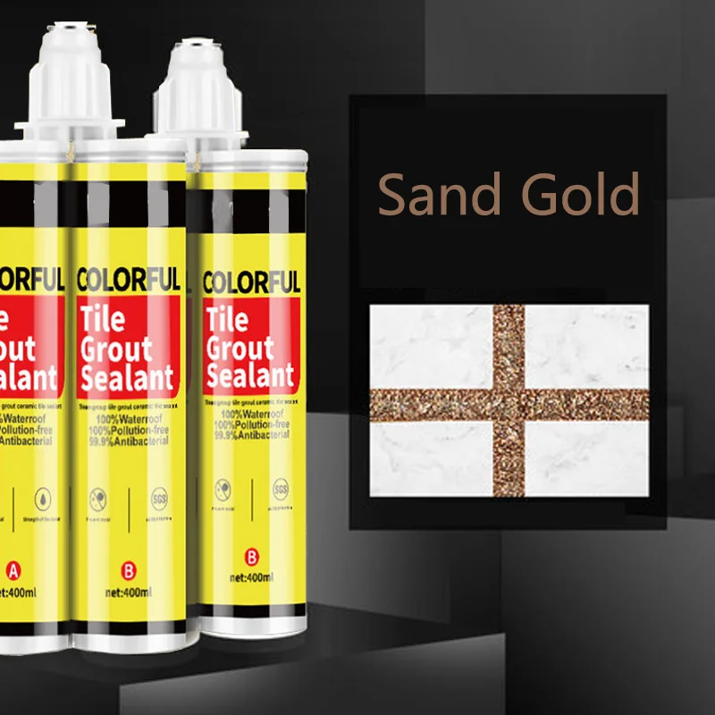 Sand gold 1 шт 400 мл 24 цвета двухкомпонентная керамическая Гибкая эпоксидная плитка затирка для наполнения швов и стыков - Цвет: Sand gold