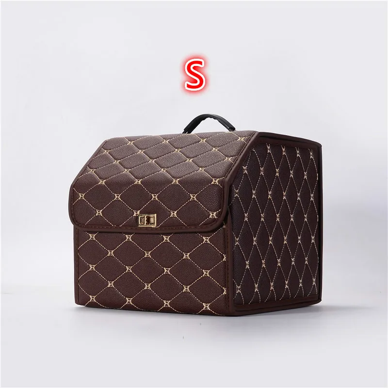 Brown S Коробка для хранения БАГАЖНИКА АВТОМОБИЛЯ, органайзер для багажа, украшение для салона автомобиля, кожаная универсальная модель, автомобильные аксессуары Herm - Название цвета: Brown S