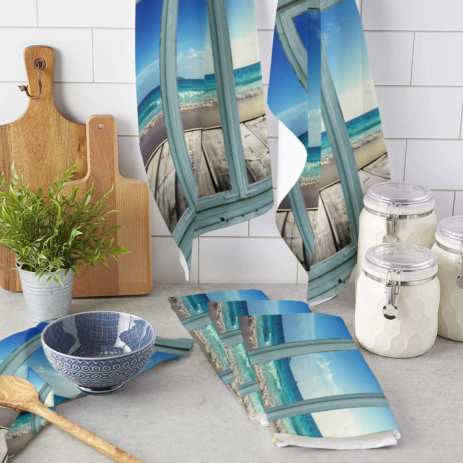 

Кухонное полотенце из микрофибры с изображением облаков и морского неба