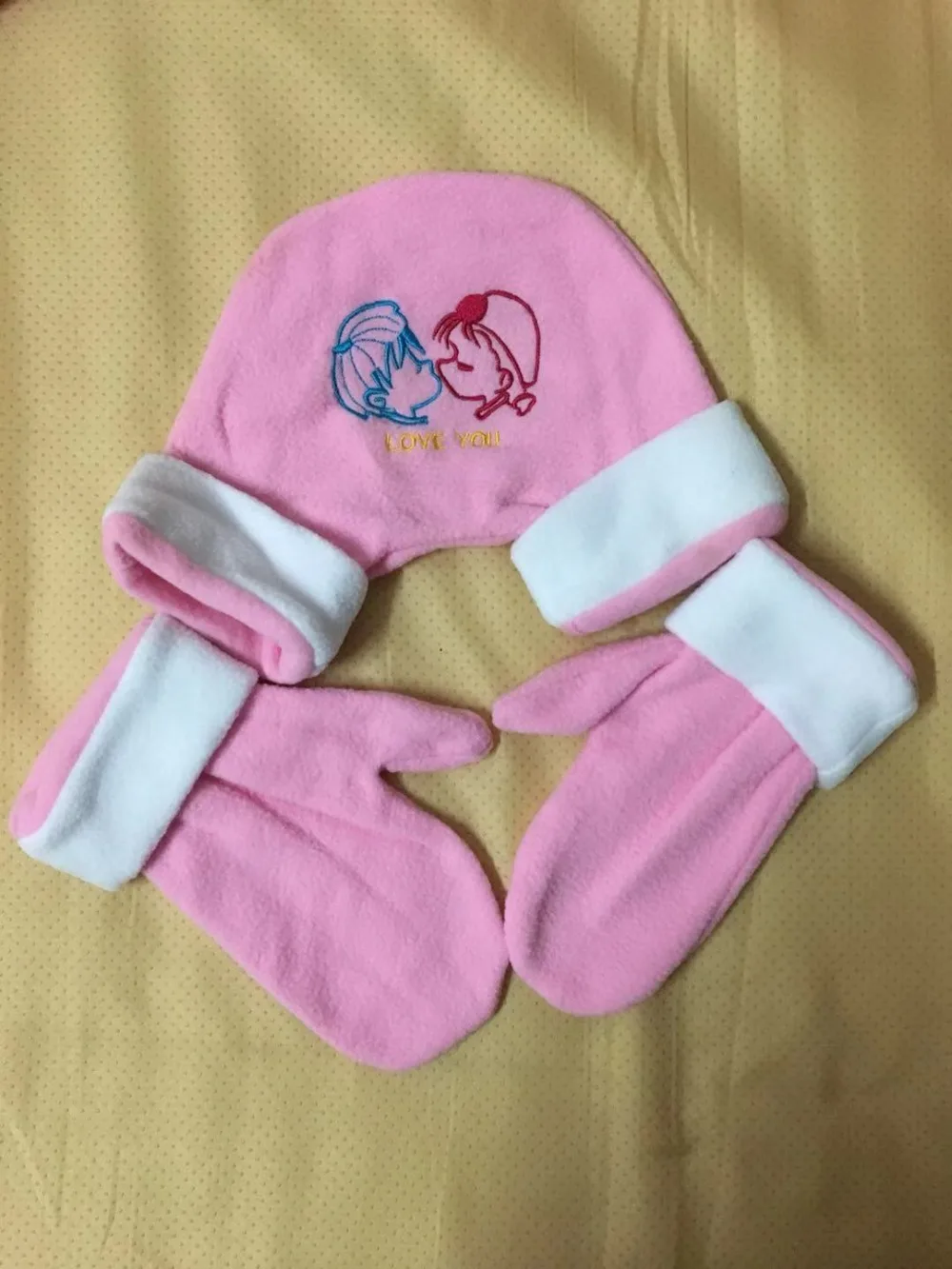 pink Для влюбленной пары, для семьи перчатки 3 шт./компл. из Полар-флиса возлюбленных; плотная зимняя теплая подкладка Рождественские перчатки для влюбленных варежки - Цвет: pink