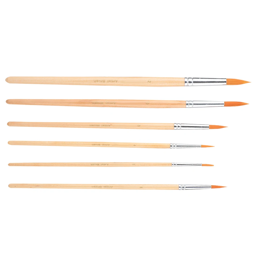 6 шт. ручка для гуаши нейлоновая волос наконечник акварели набор кистей товары