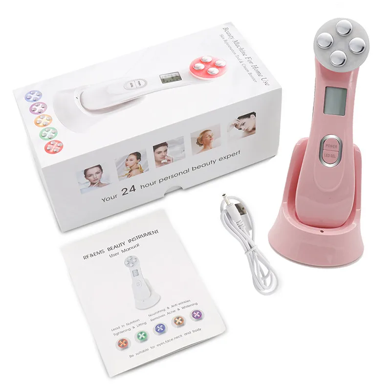 Pink with box Светодиодный светильник для фотонной терапии, Электропорация, мезотерапия, RF EMS, омоложение кожи, подтяжка лица, массаж, красота - Цвет: Pink with box