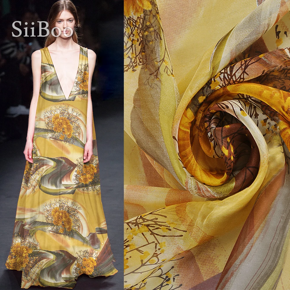 Французская элегантная Хризантема с цветочным принтом дышащая 100% натуральный