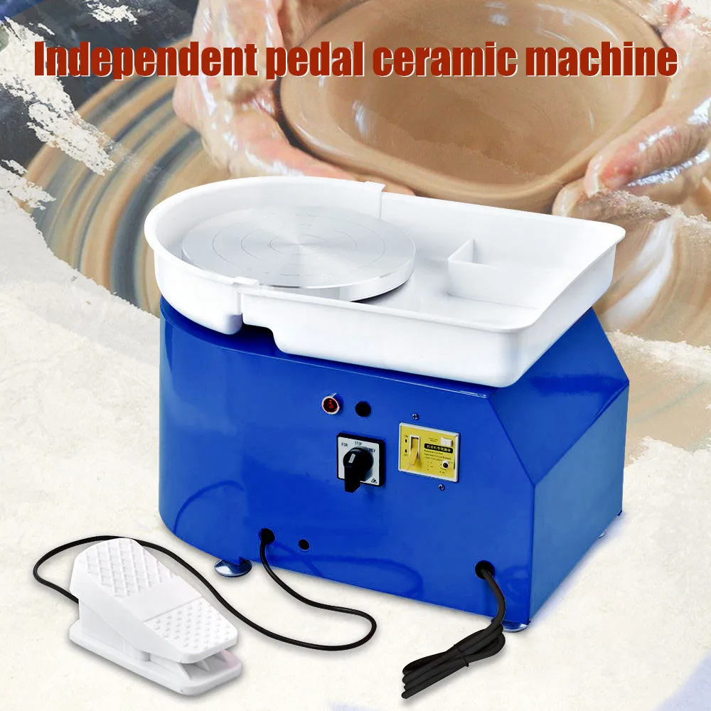 Rueda de cer&aacute;mica el&eacute;ctrica de 9,8 "y 350W, lavabo extra&iacute;ble de ABS, trabajo de cer&aacute;mica, artesan&iacute;a art&iacute;stica de arcilla, 110-240V, para barra de cer&aacute;mica y uso dom&eacute;stico-1