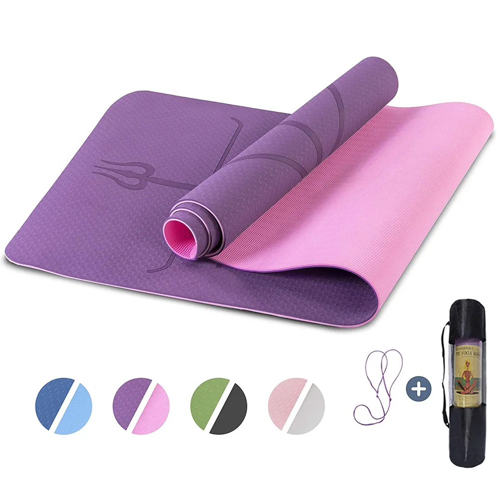 

183*61*0.6cm TPE Yoga Mat Extra Thick High Density Anti-Tear Exercise Yoga Mat with Carrying Strap