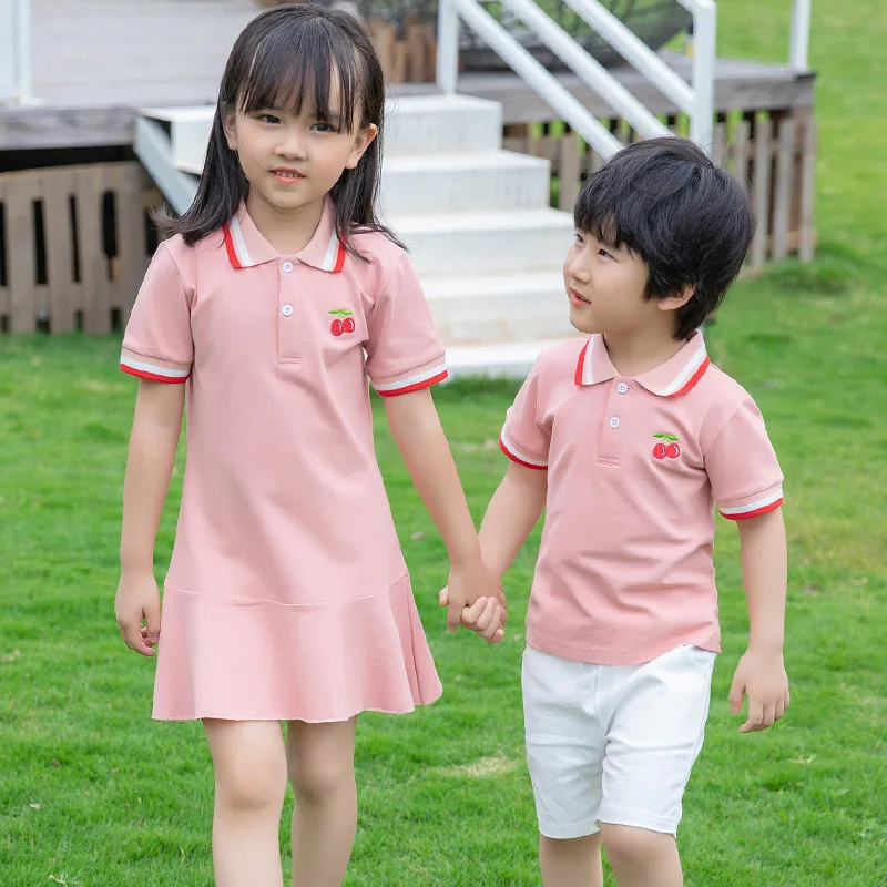 Одинаковые комплекты для семьи поло мальчиков футболка платье девочек платья