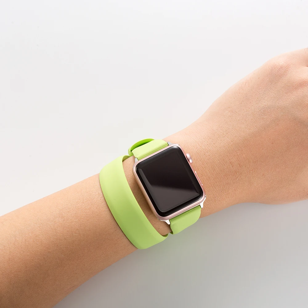 Новое двойное кольцо силиконовый браслет для apple watch SE 6 5 4 полоса 44 мм 40 модный