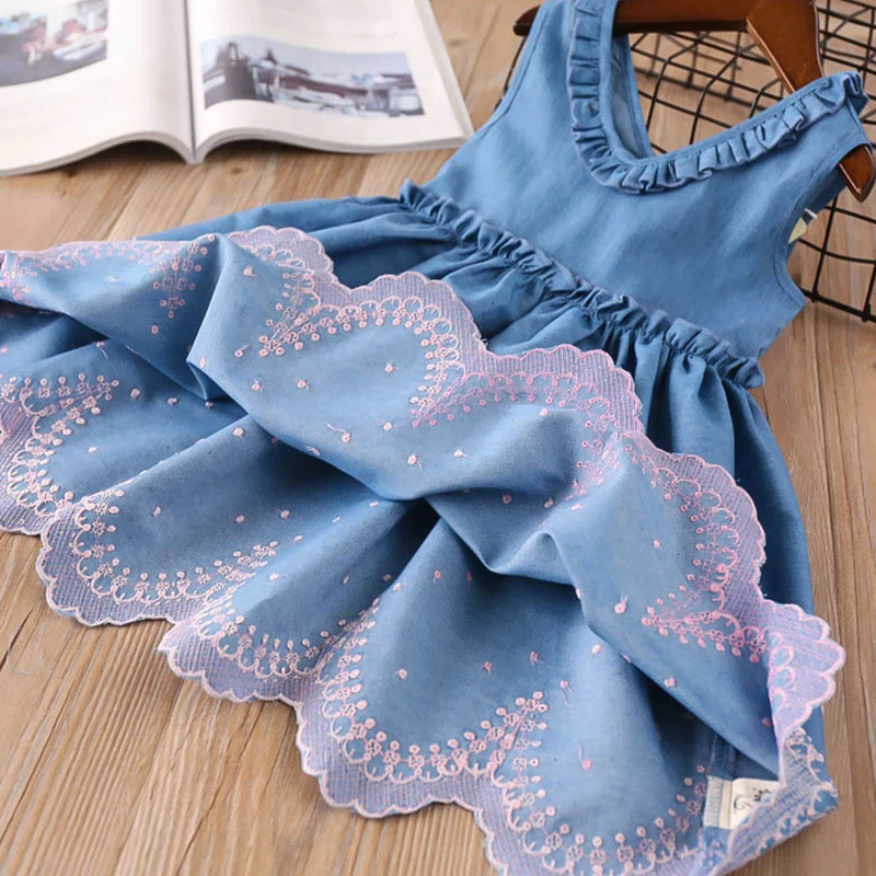 

Girls Dresses Brand Kids Princess Dress V-neck Denim Dress Fashion Kids Clothes Pattern Toddler Girls Children Suit 40