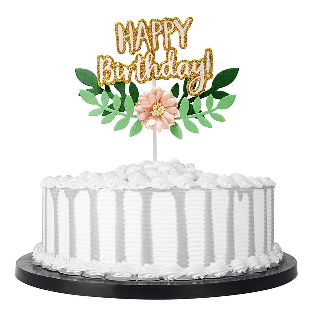 Счастливая фотография черные золотые звезды флаг для торта полоса украшение на