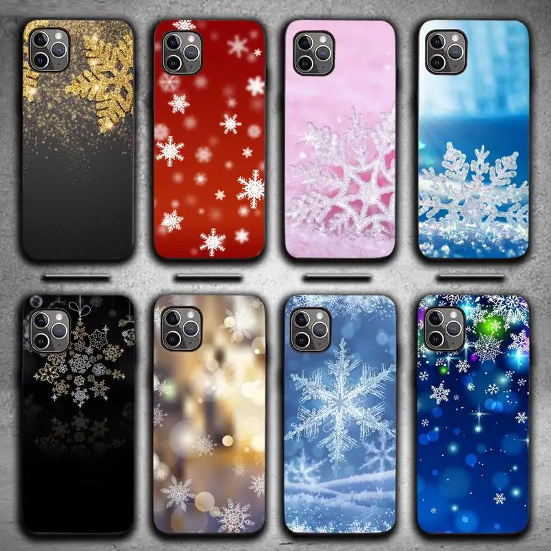 

Christmas Snow flake Phone Case for iPhone 13 11 12 Pro X XS XR Samsung A S 10 20 30 51 Plus pro Max mobile bags soft shell