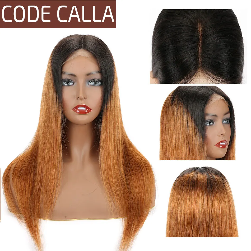 

Ombre Lace Front Human Hair Wigs For Women 13*4 Lace Frontal Pre Plucked Hairline 1B/30 Malaysian Straight Hair 4*4 Closure Wig