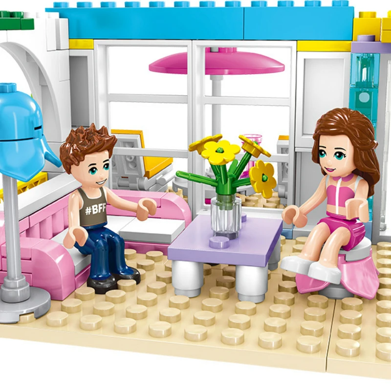 Друзья серии поп звезда дом строительные блоки с фигурами пляжная вилла кирпичи