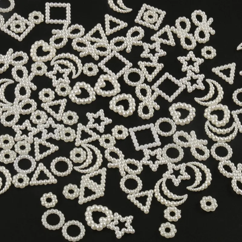 100 шт./лот акриловые бусины с имитацией жемчуга в виде сердца и сережек ручной работы для браслетов и сережек, аксессуары для волос