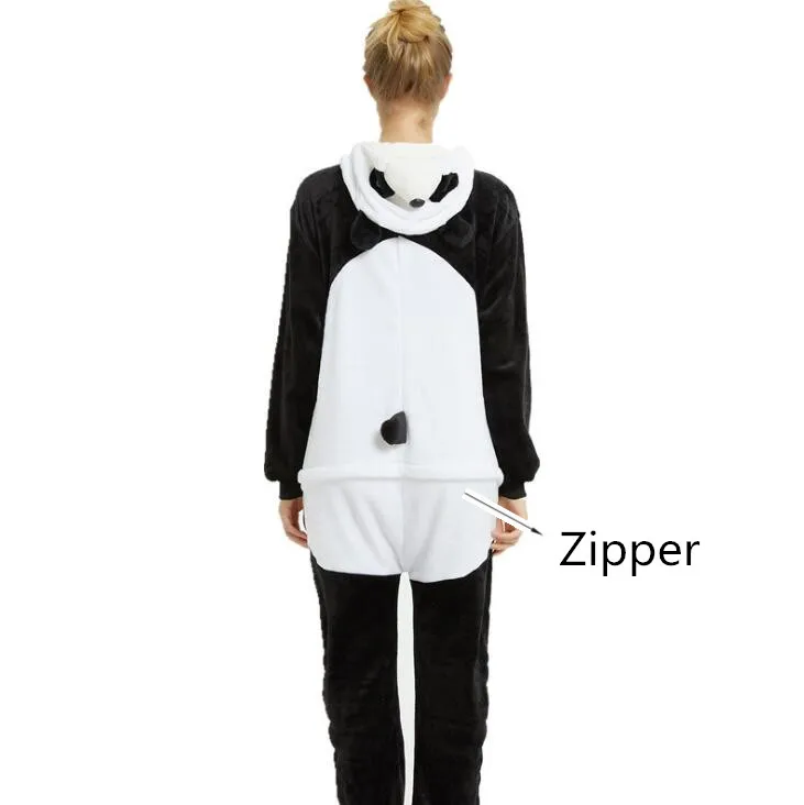 Фланелевая Новинка для взрослых Кигуруми 3D панда комбинезон на молнии с героями