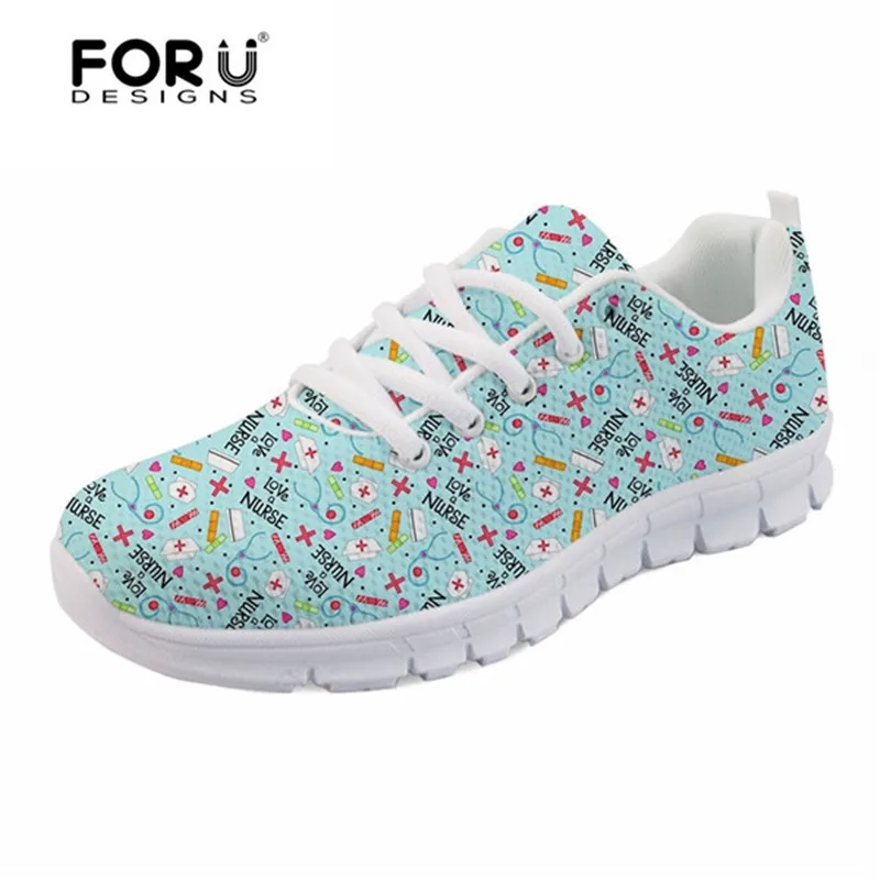 Женские кроссовки с принтом FORUDESIGNS Осенние легсветильник на плоской подошве со