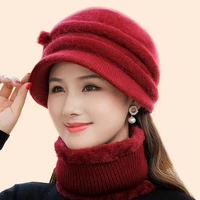new winter hats for women add fur lined hat and scarf warm set fashion casual outdoor fur knitted bucket hat women bonnet 2021