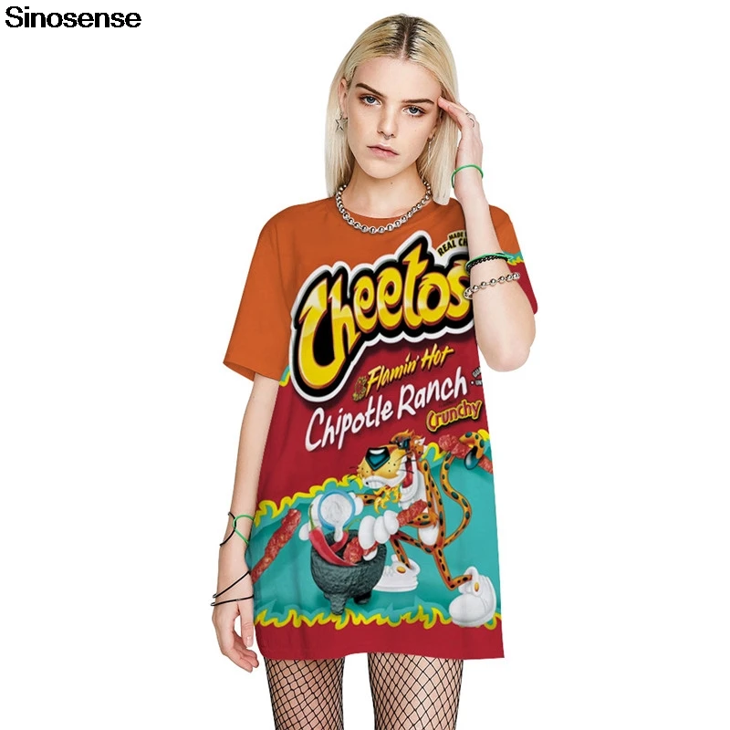 Новинка хит продаж футболка Cheetos 3D для женщин 2020 круглый вырез короткий рукав хип